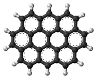 Ball-and-stick model of the ovalene molecule